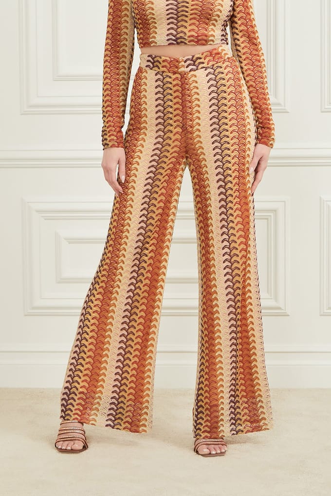 GUESS Marciano By  Autumn Fearne Pant Rust Brown Multi Maat: M | Wijde Broeken Outlet | Dames | Bruin