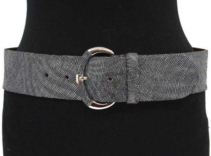 Dames heupriem grijs gemeleerd 6 cm breed - Leer - Brede riem - Casual - Maat 85