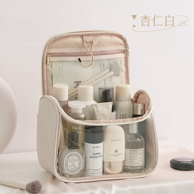 Luxe PU Travel Make-up Organizer Case – Beige