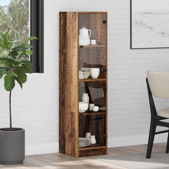 vidaXL Highboard Oud Hout 35 x 37 x 142 cm Bewerkt hout