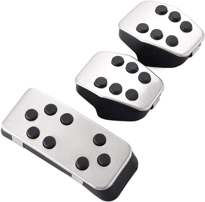Pedaal Covers - Auto Accessoires - Verbeterde Grip - Antislip Oppervlak - 3 Stuks Set - Zilver