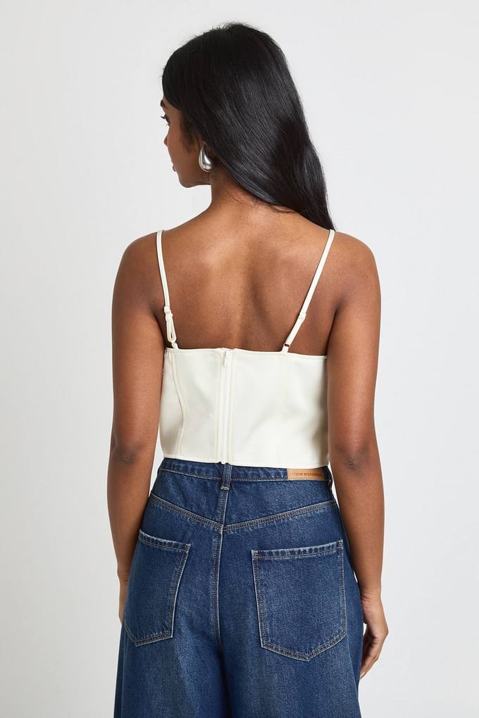 boohoo Dames Kanten Trim Baleinen Corset Top | Ivoor | Maat: 44