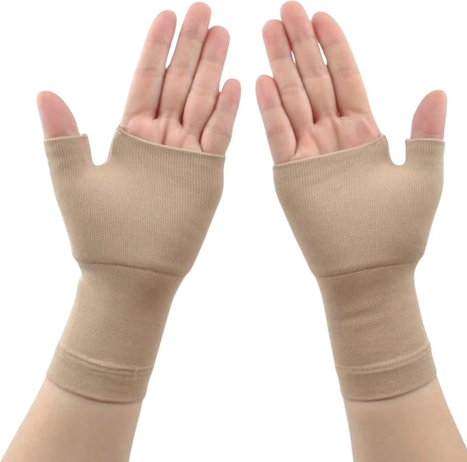 Winkrs Compressie handschoenen - Vingerloos - Beige - maat M (dames) - blessure