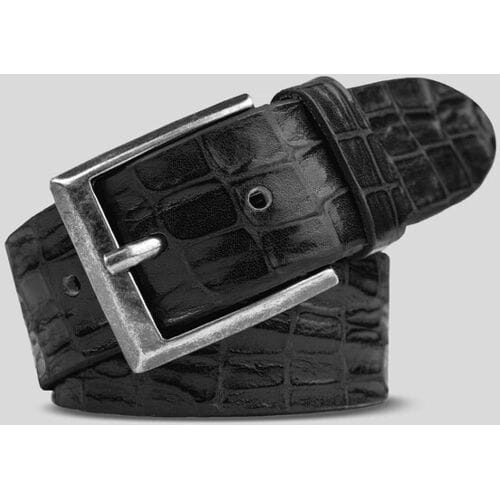 Meyer Riem Uni Leather Crocodile Look Texture Zwart / male