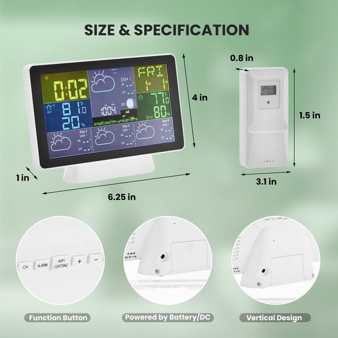 WIFI Slim Weerstation met Buitensensor/7-in-1 Weerstation met Weer EU plug gray