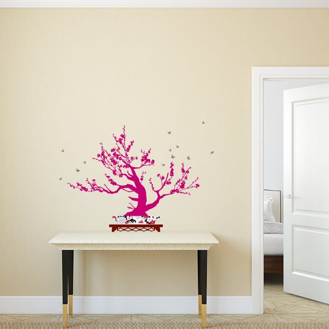 Decoratieve muurstickers met bonsaiboommotief