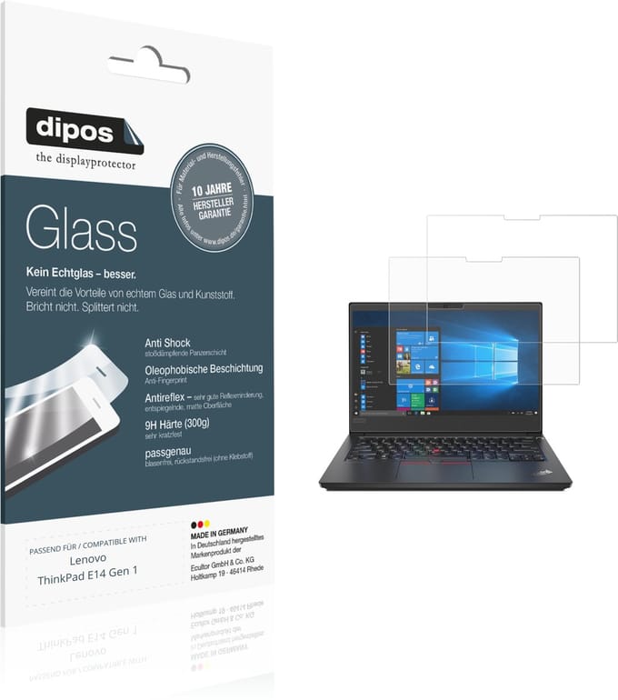 dipos – 2x Matte Pantserfolie geschikt voor Lenovo ThinkPad E14 Gen 1 | 9H Screenprotector