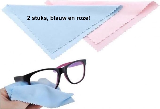 *** 2-stuks Microvezel Brillendoekjes - Blauw & Roze - van Heble® ***