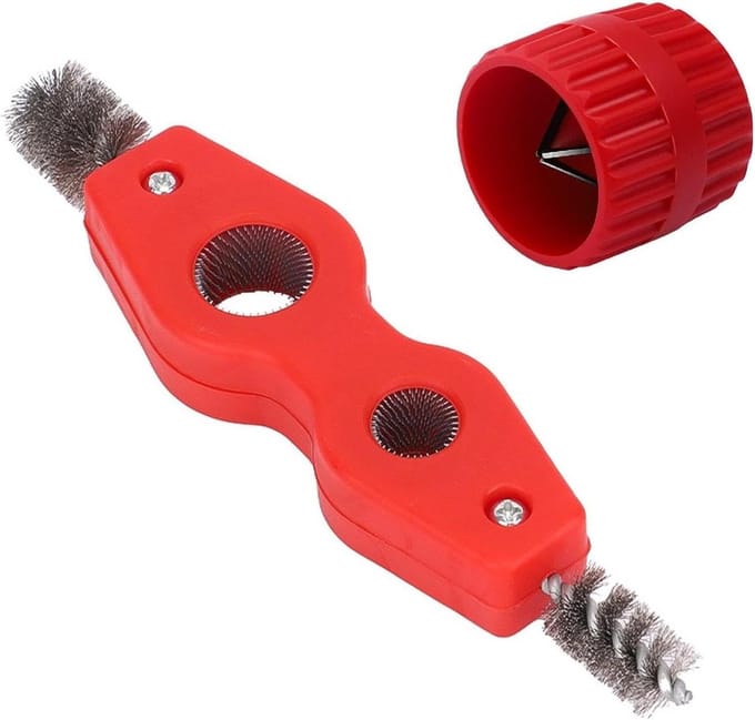 Buizenontbramer voor diverse materialen - koper, PVC, staal - 4-in-1 borstel met dubbele kop