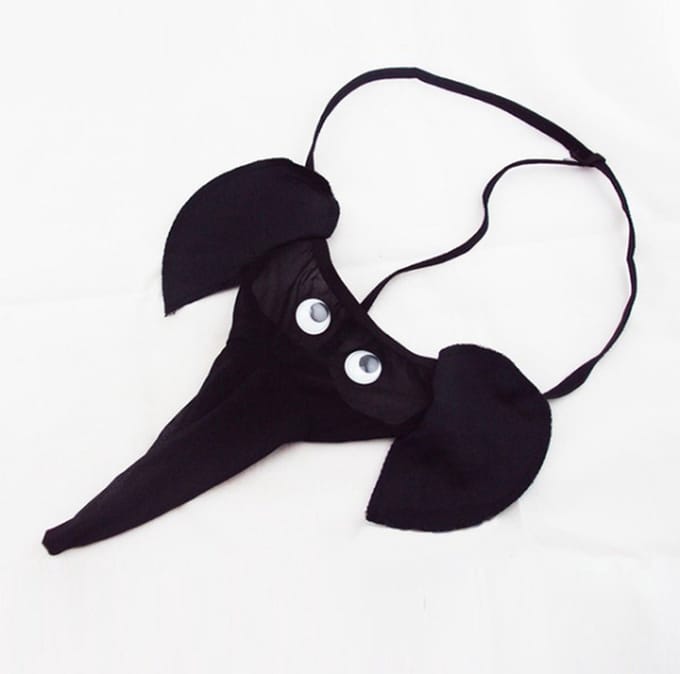 Olifanten string met slurf voor heren - Zwart - Maat Onesize - Grappige string voor mannen