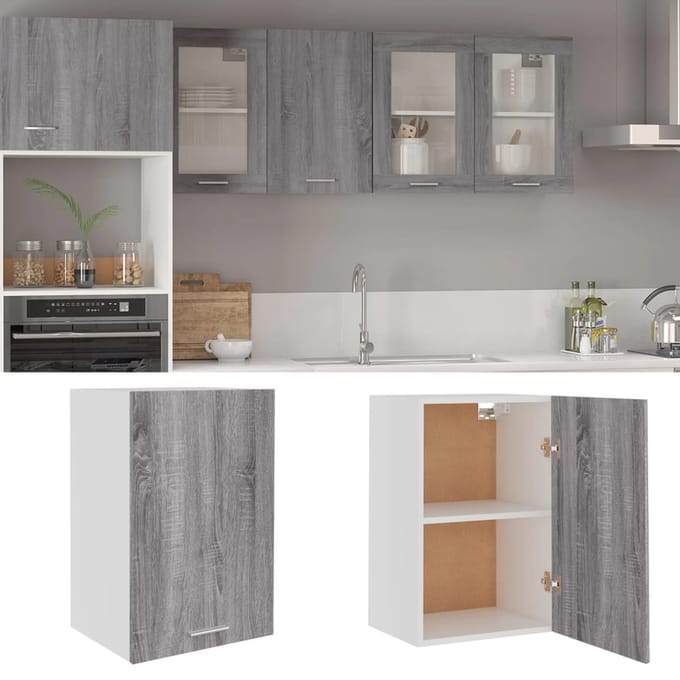 vidaXL - Bovenkast - Lyon - 39,5x31x60 - cm - grijs - sonoma - eikenkleurig