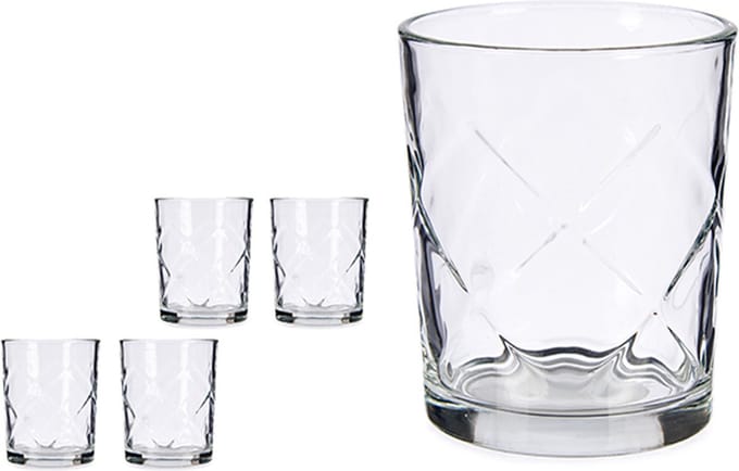 Vivalto Drinkglazen/waterglazen - 4 stuks - 400 ml - transparant - diamonds effect