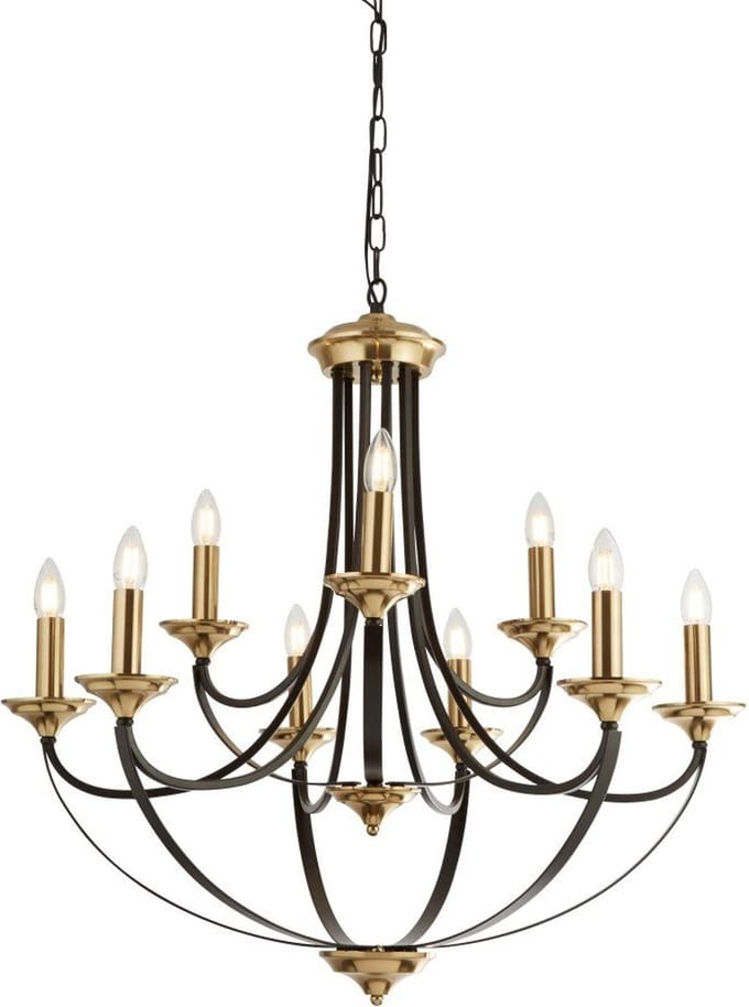 Searchlight BELFRY Kroonluchter 9 Lichts Brons Bruin
