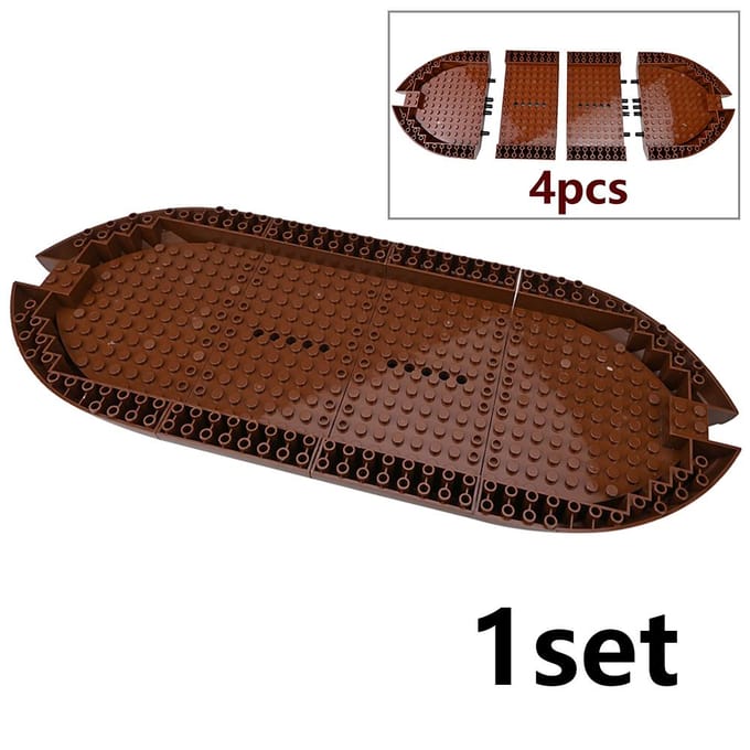 Dly Bruine Oceaanboot Plastic Bouwstenen 8X16X2 Romp Dekplaat Educatief Scheepsmodel Speelgoed Voor Kind Compatibel Met 95227