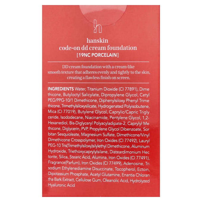 Hanskin, CodeOn DD Cream Foundation, 19NC Porselein, 35ml (1.18fl oz)