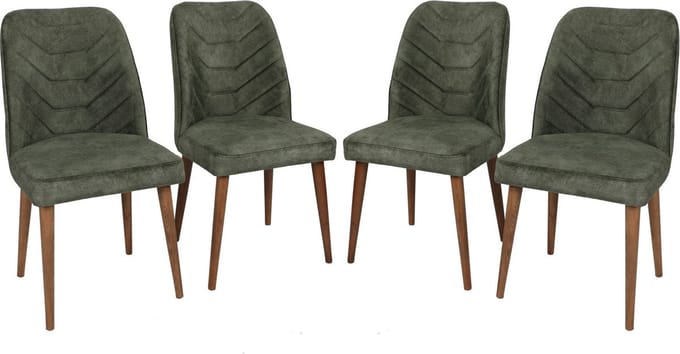 Asir SET VAN 4 STOELEN - MUDO - WALNOOT, DONKERGROEN