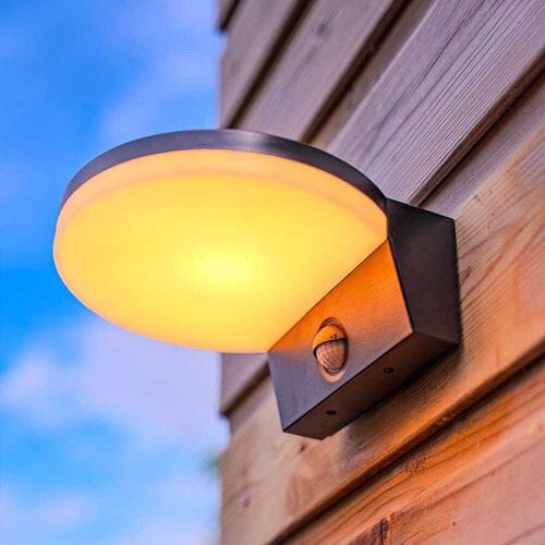 HOFTRONIC Derby - LED Wandlamp met sensor - 15 Watt 1500 Lumen - Bewegingssensor en schemerschakelaar - 3000K warm wit licht - zwart