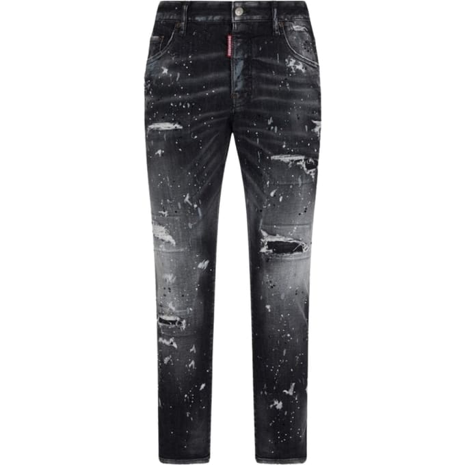 Dsquared2 Skater Jean Paint Splatter Jeans met zwarte wassing