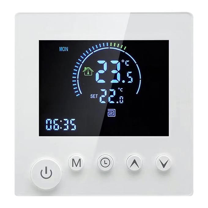 Programmeerbare slimme wandthermostaat NTC-sensor LCD-scherm Aanraakknop Elektrische verwarming Warme vloer E-2