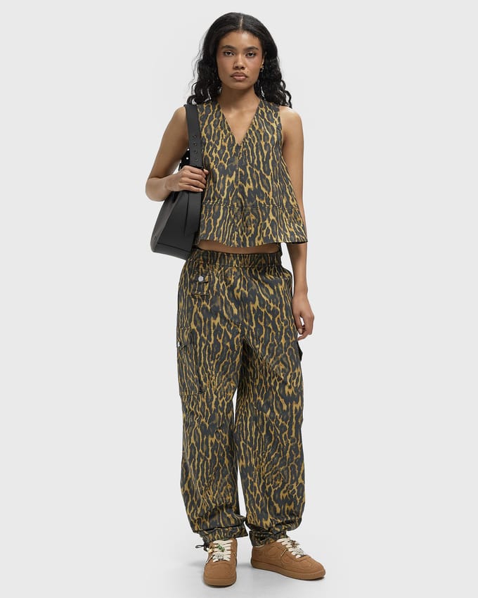 Printed Stretch Cotton Cargo Pants