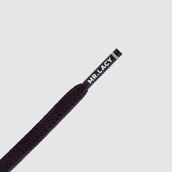Mr. Lacy - Schoenveter - Flexies - Plat - Zwart  - Elastische veters - Lengte 90 cm
