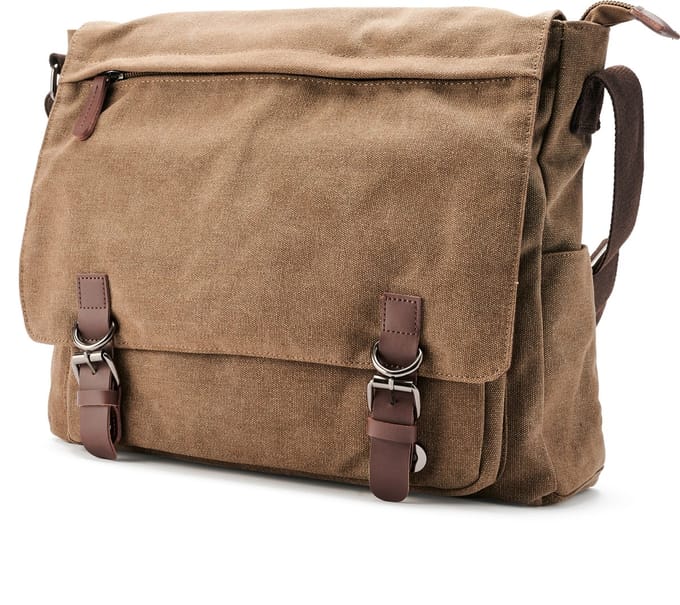 Karamelbruine Canvas Schoudertas