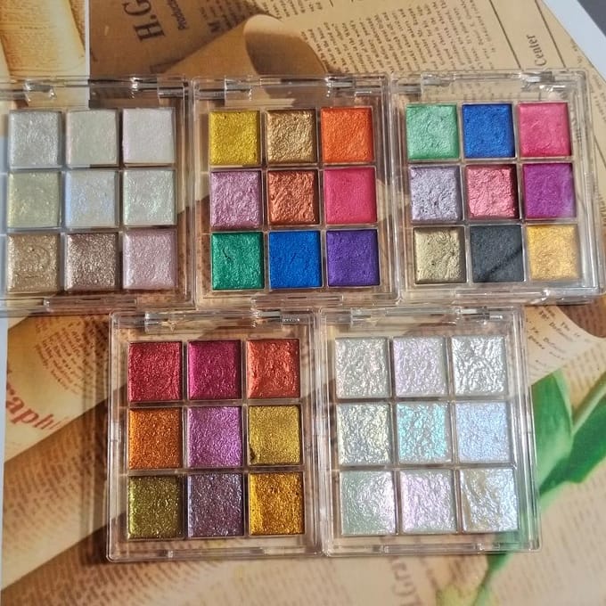 Palette de peinture à l'aquarelle solide dorée, faite à la main, pour Nail Art, manucure, ensemble d'aquarelle fleurie
