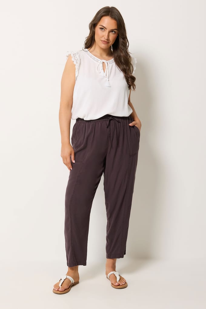 Yours Paarse Chambray Barrelbroek Size 50-52