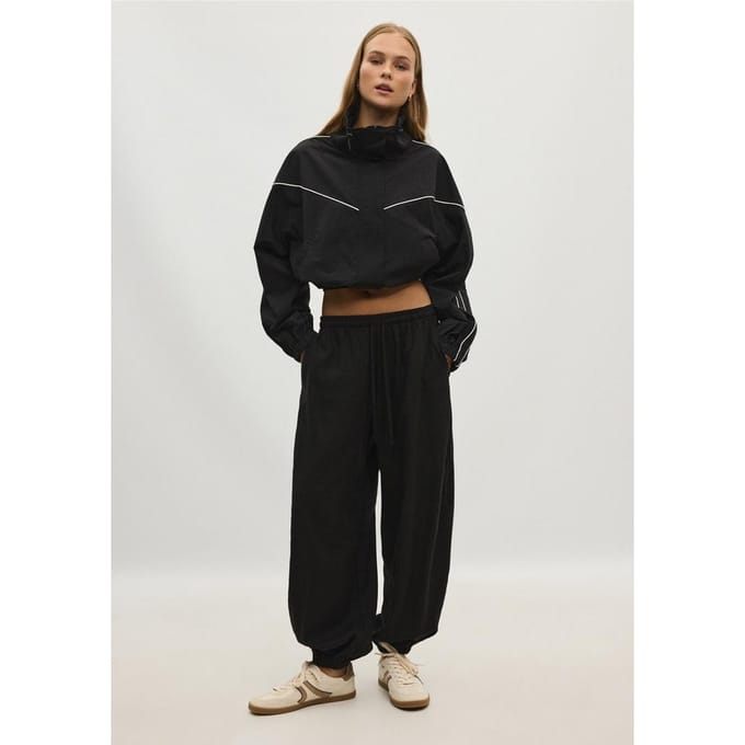 Stradivarius Pofbroek met linnenlook  Zwart XXL