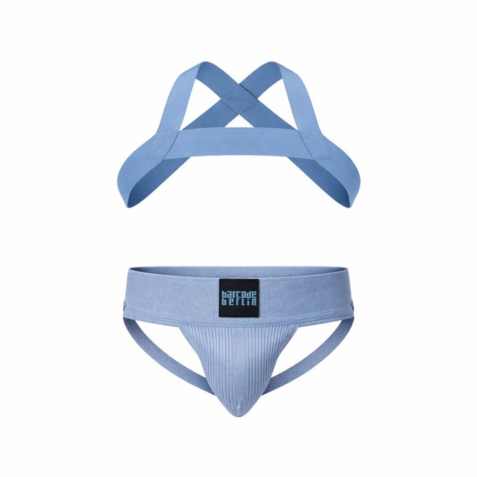 Barcode Berlin Multipack 1x Sergey Jockstrap + 1x Matt Pop Harness Bluebeige - MAAT S - Heren Ondergoed - Jockstrap voor Man - Mannen Jock