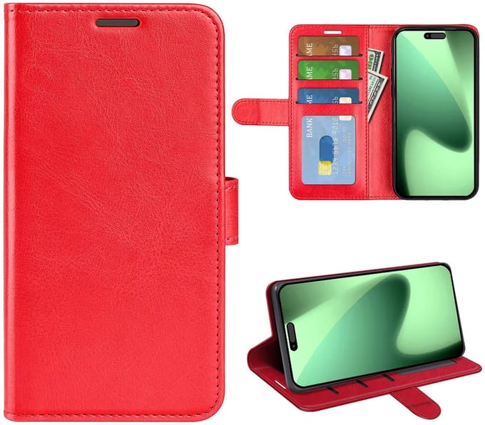 MobyDefend Hoesje - Geschikt voor iPhone 17 Pro Max - Wallet Book Case (Sluiting Achterkant) - Rood