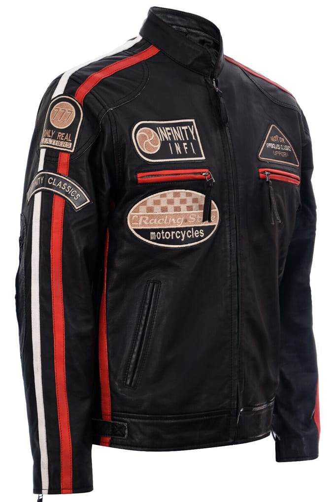 Leren race-motorfietsjack met rits
