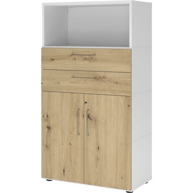 FlexWall | 4 OH | deuren + laden + kast | met verstelbare poten - Wit/Essen-Eik