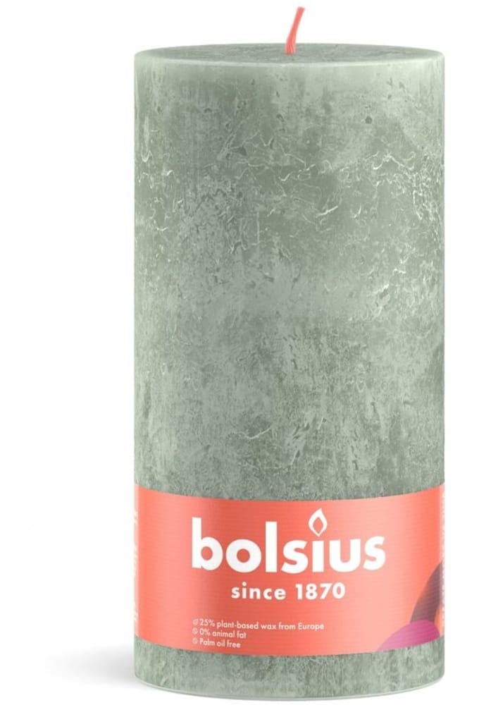 Bolsius Stompkaars Rustiek Print Jade Green - 19 cm / ø 7 cm
