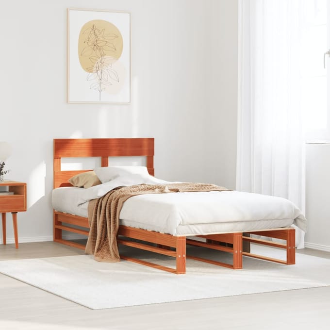 vidaXL - Bedframe - zonder - matras - massief - grenenhout - wasbruin - 90x200 - cm
