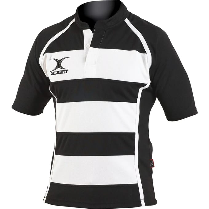 Gilbert Xact Hooped Shirt Snr Black / White - 2 Extra Small