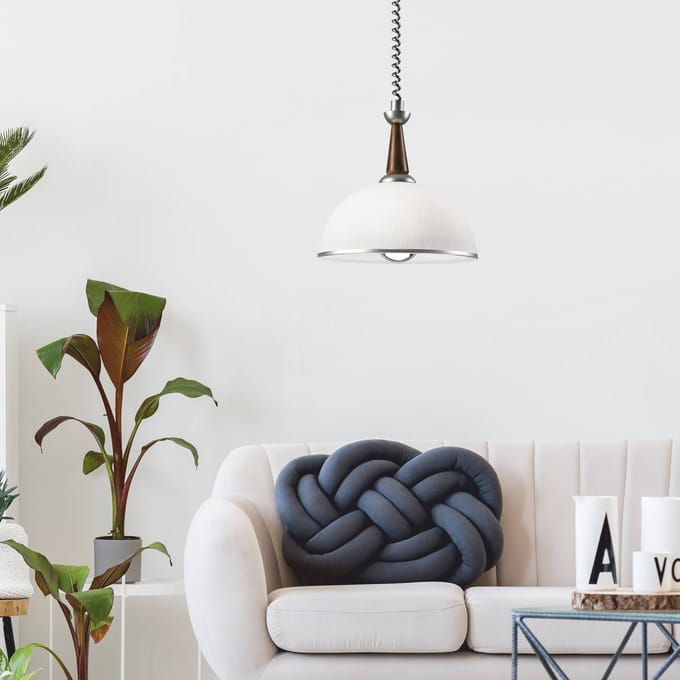 Lamkur Hanglamp Ilsa, wit/zilver, Ø 30 cm, in hoogte verstelbaar