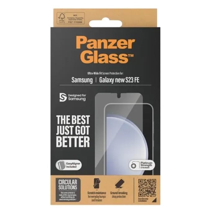 PanzerGlass Screenprotector geschikt voor Samsung Galaxy S24 FE Glazen | PanzerGlass Ultra-Wide Fit Screenprotector - Case Friendly