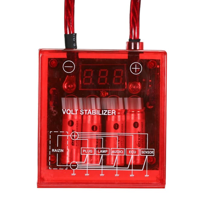 Auto Digitale Spanningsstabilisator Universele 12V Elektrische Spanningsregelaar rood