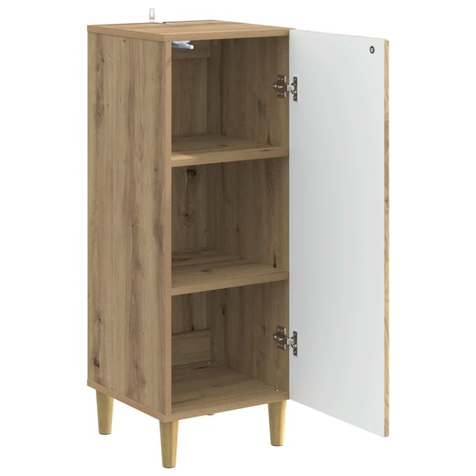 vidaXL - Dressoir - Artisanaal - eiken - 33 - x - 34,5 - x - 90 - cm - Bewerkt - hout