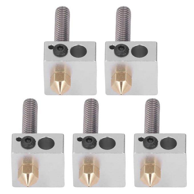 5 Set 3D Printer Hotend Messing Nozzle Keelbuis Verwarmingsblok Extruder Onderdelen voor Anet A8 A2 white