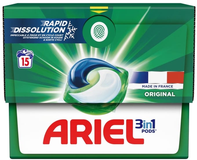 Ariel Original - Wasmiddelcapsules - 3in1 Pods - Witte en Gekleurde Was - 15 Wasbeurten