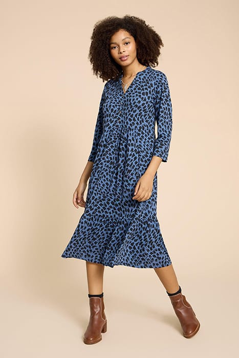 White Stuff Naya Jersey Dre Blue Printed Taglia: 18 REGULAR | Abiti Midi Outlet | Donna | Blu