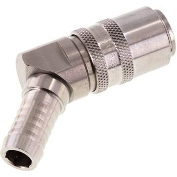 RVS DN 9 Tempereerkoppeling Snelkoppeling 13 mm Slangpilaar 45-deg