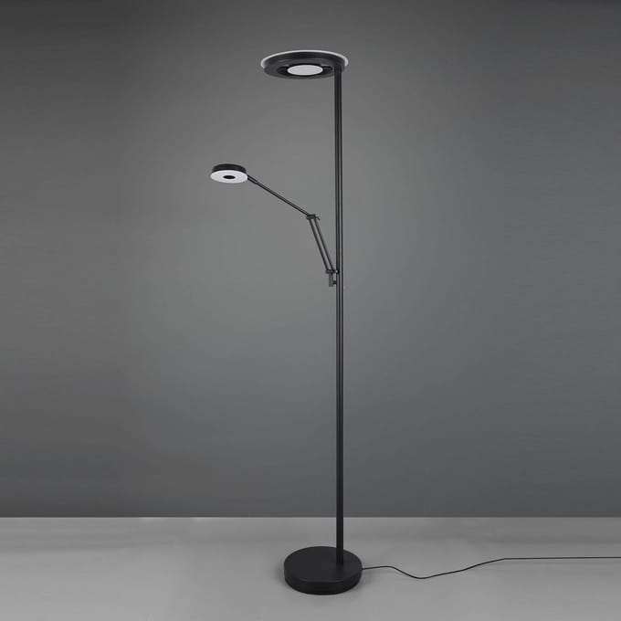 Trio Lighting LED uplighter Barrie met leeslampje zwart mat