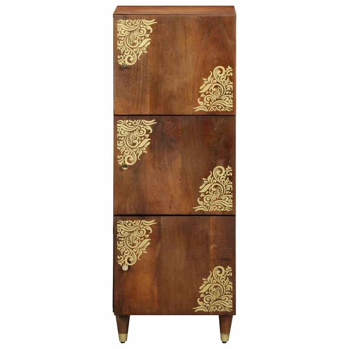 vidaXL - Highboard - met - plank - Bruin - 40 - x - 33 - x - 110 - cm - Massief - Mango - Hout