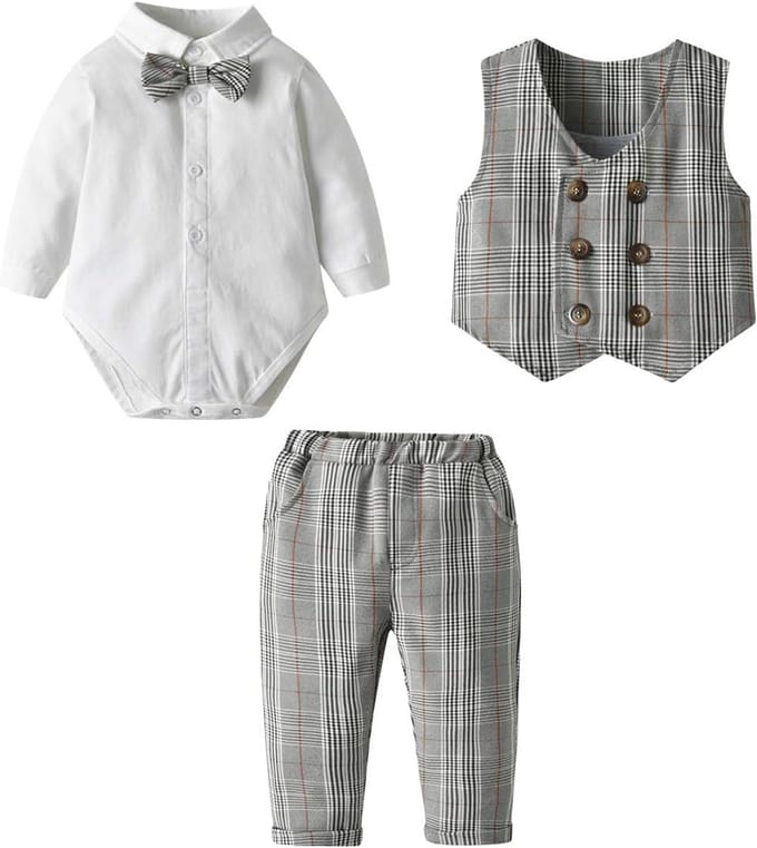 Baby Jongens Romper Tuxedo Set Voor Doop en Bruiloft