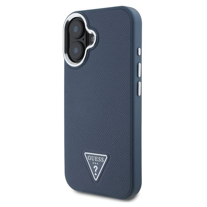 Guess Grained Triangle Case geschikt voor MagSafe geschikt voor iPhone 16 - Blue