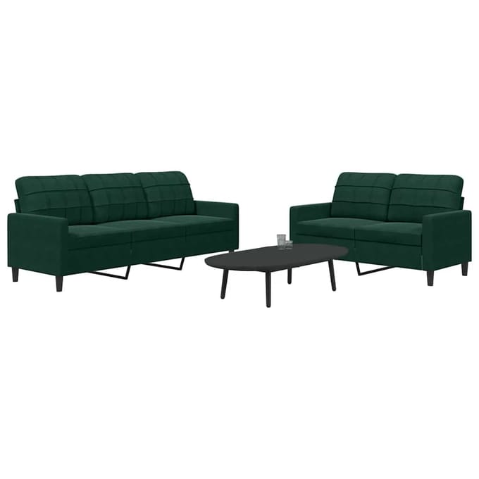 vidaXL - 2-delige - Loungeset - met - kussens - fluweel - donkergroen