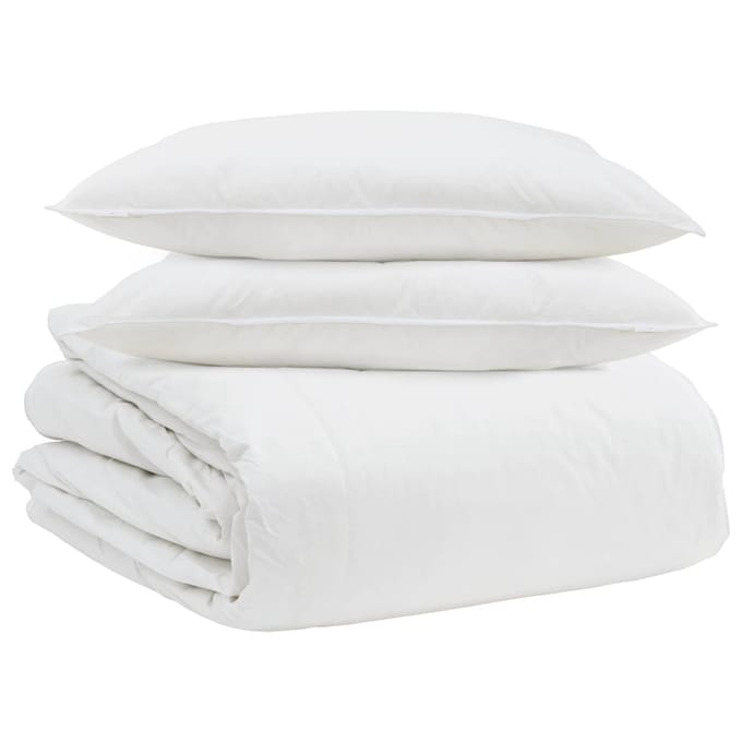 vidaXL - Deken - Set - met - kussen - 3 - st - Wit - Donsveer